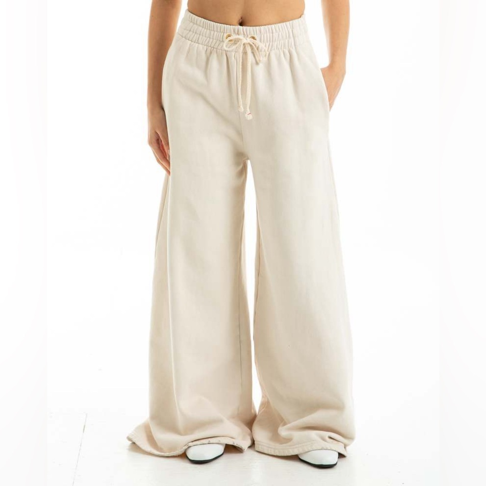 LES TIEN Christine Flare  Ivory  Wide-Leg Pants
